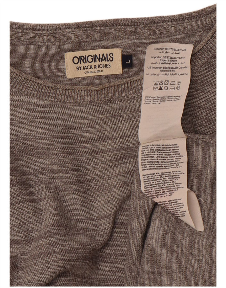 JACK & JONES Herren-Top, langärmelig, groß, graue Baumwolle
