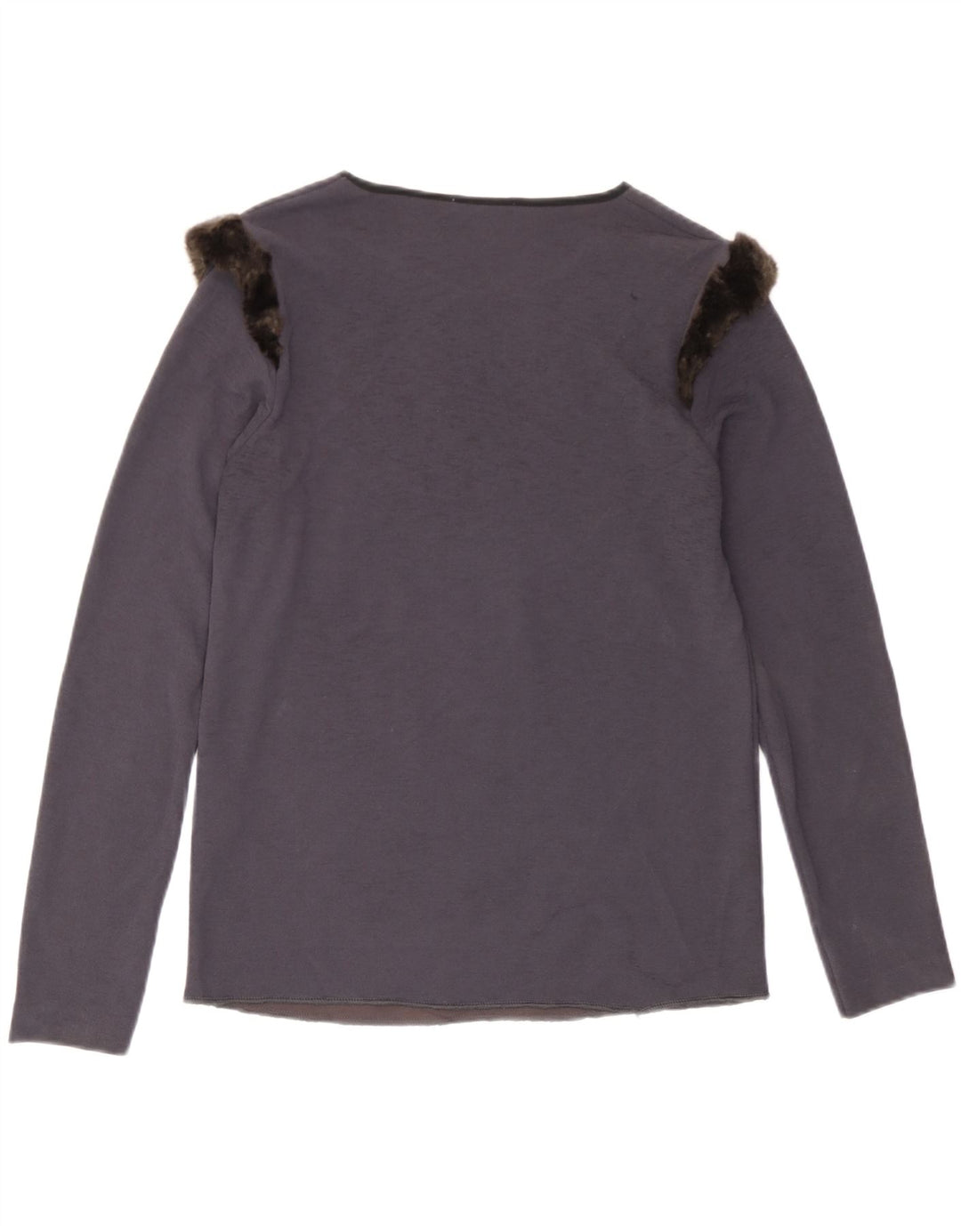 Zara Damen Top Langarm UK 10 Small Grau Polyester