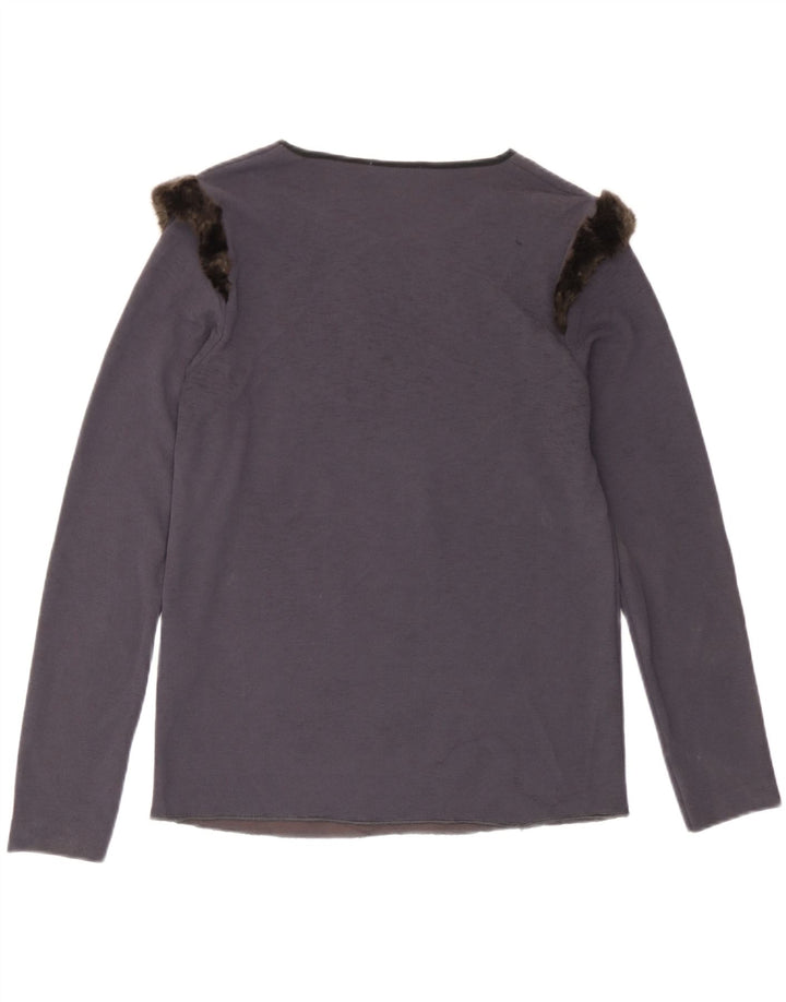 Zara Damen Top Langarm UK 10 Small Grau Polyester