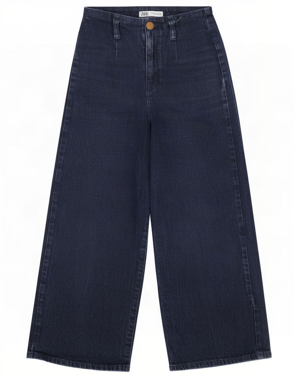 Zara Damen High Rise Wide Leg Jeans EU 36 XS W26 L23 Marineblau