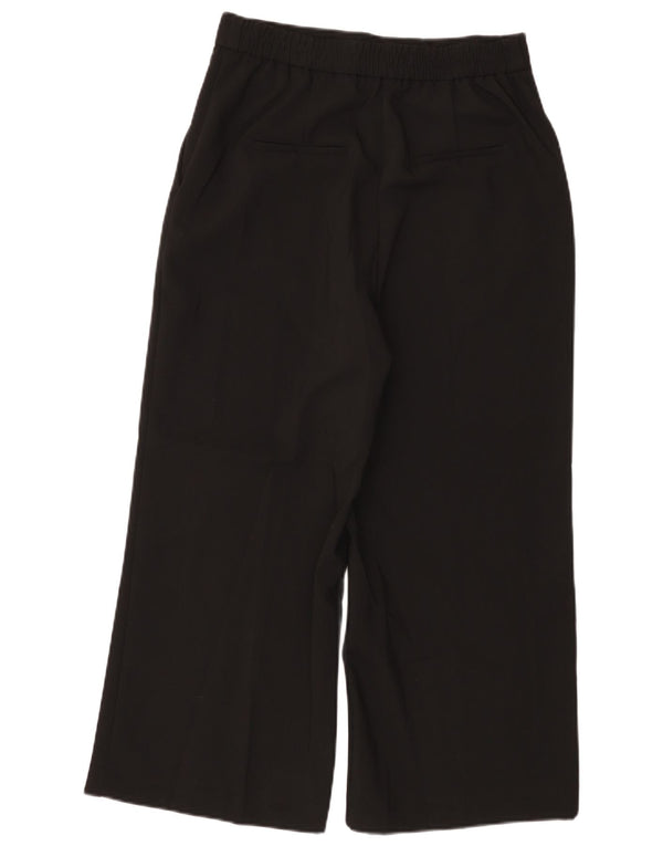 Zara Damen-Hose mit hoher Taille und weitem Bein, kurz geschnitten, Größe L, W30, L24, Schwarz