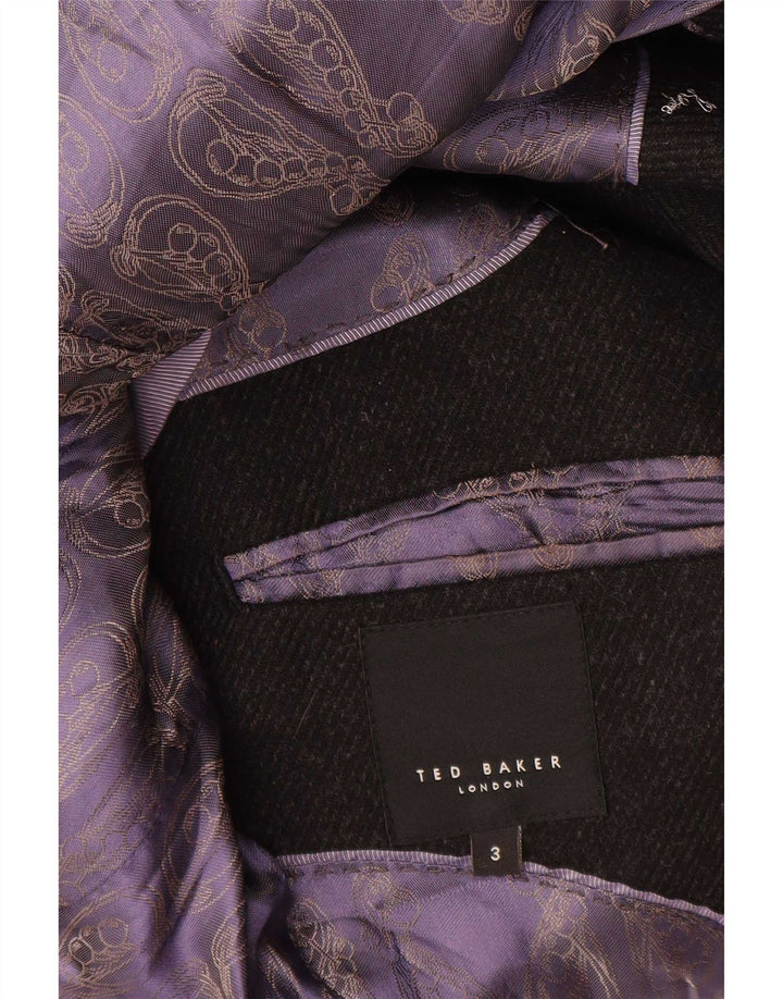 Ted Baker Herrenmantel, Größe 3, mittelgroß, schwarze Wolle, klassisch