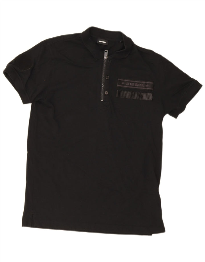 Diesel Herren-Poloshirt aus mittelschwarzer Baumwolle