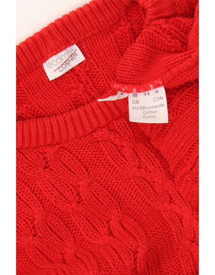 Lecomte Damen-Pullover in Übergröße mit Rundhalsausschnitt, UK 18, XL, rote Baumwolle