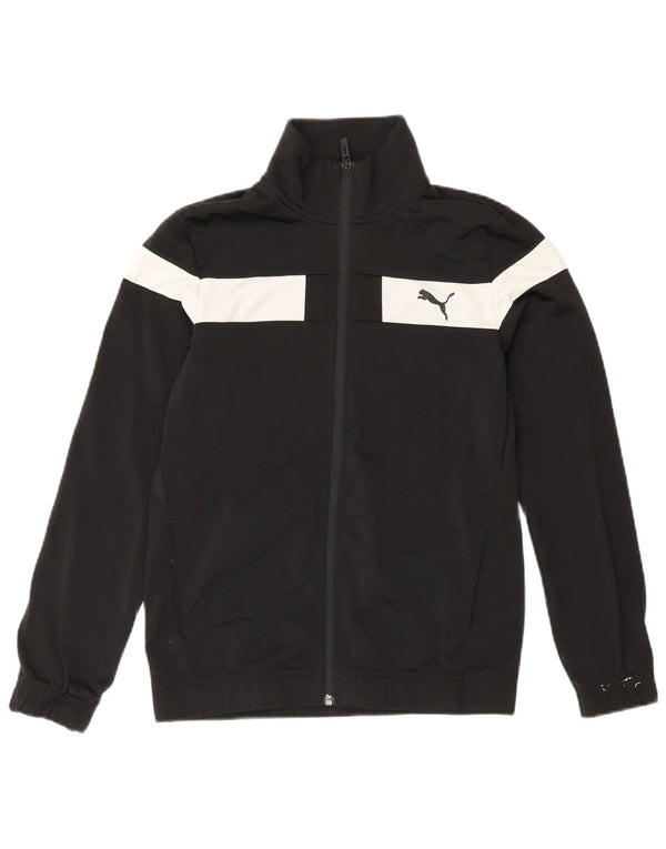 Puma Boys Tracksuit Top Jacket 11-12 Years Black Colourblock Polyester