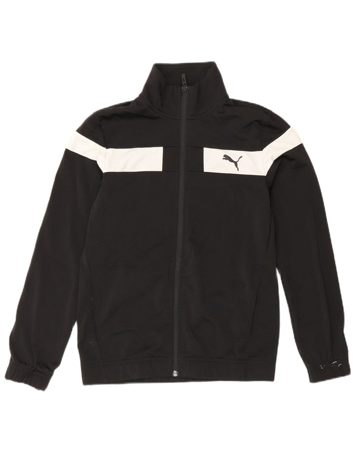 Puma Jungen-Trainingsanzug-Top-Jacke, 11–12 Jahre, schwarzes Farbblock-Polyester