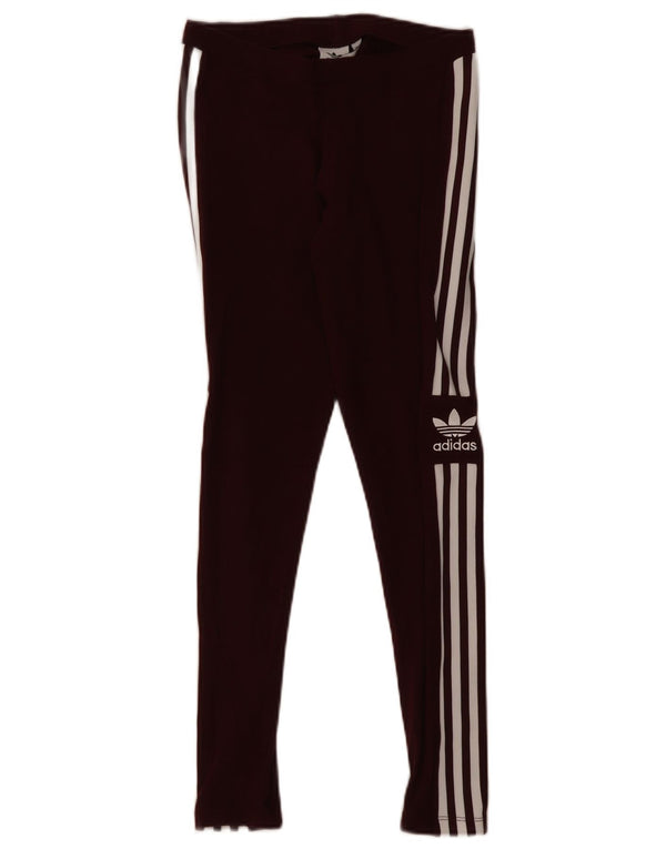 Adidas Damen Graphic Leggings UK 12 Medium Burgund Baumwolle