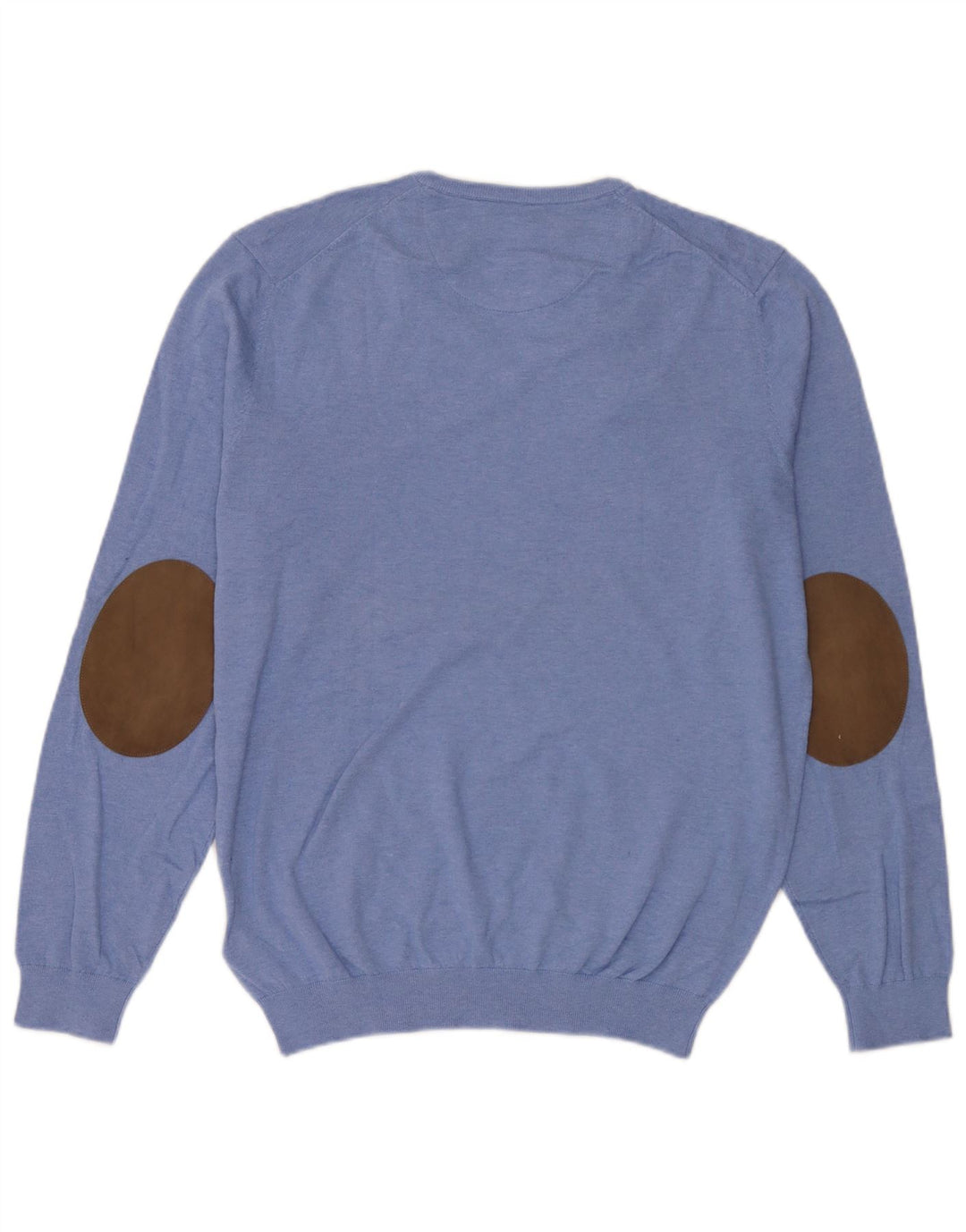 Massimo Dutti Herren-Pullover mit V-Ausschnitt, XL, blaue Baumwolle