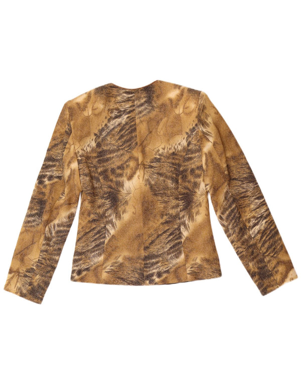 Vintage Womens 3 Button Blazer Jacket IT 42 Medium Brown Animal Print