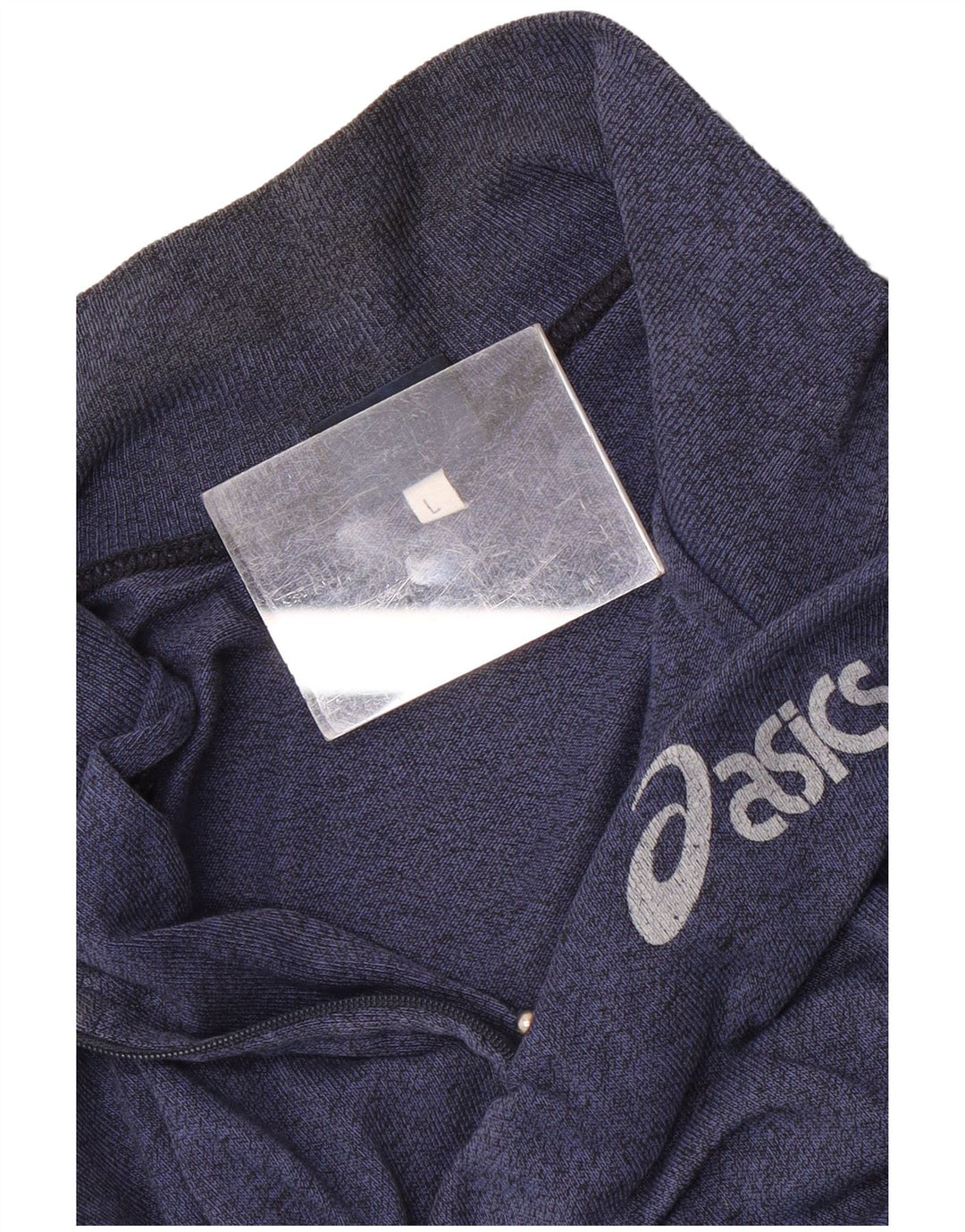 Asics Herren-Sweatshirt mit grafischem Reißverschluss und Rundhalsausschnitt, Größe L, Blau, Farbblock