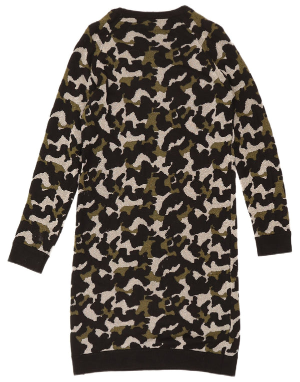 Liu Jo Langarm-Pulloverkleid für Damen, Gr. 10, Größe S, Viskose, Schwarz, Camouflage