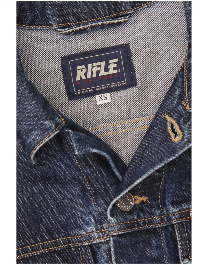 Rifle Womens Crop Denim Jacke UK 6 XS Blaue Baumwolle