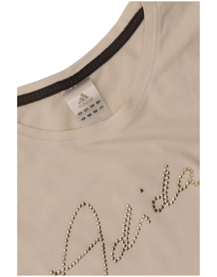 Adidas Damen Graphic T-Shirt Top UK 14 Medium Weiß