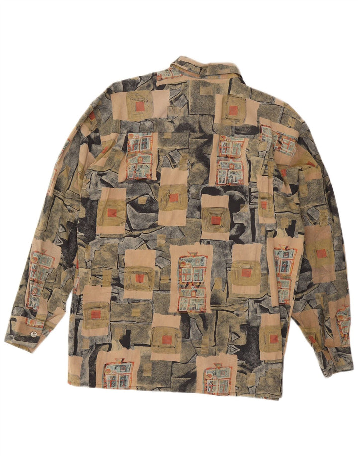 Vintage Herrenhemd, groß, mehrfarbig, Patchwork-Baumwolle