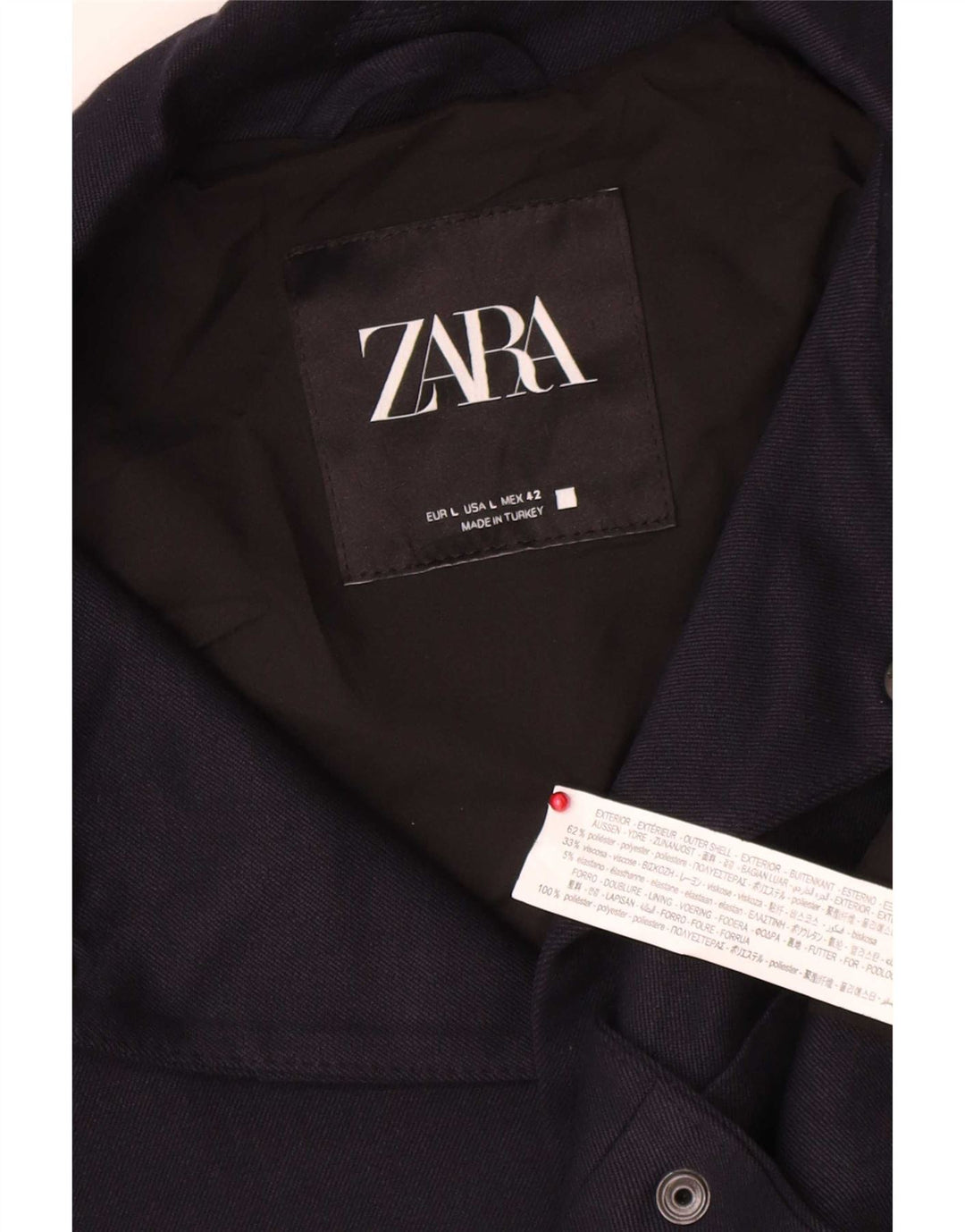Zara Herren Bomberjacke UK 40 Large Marineblau Polyester