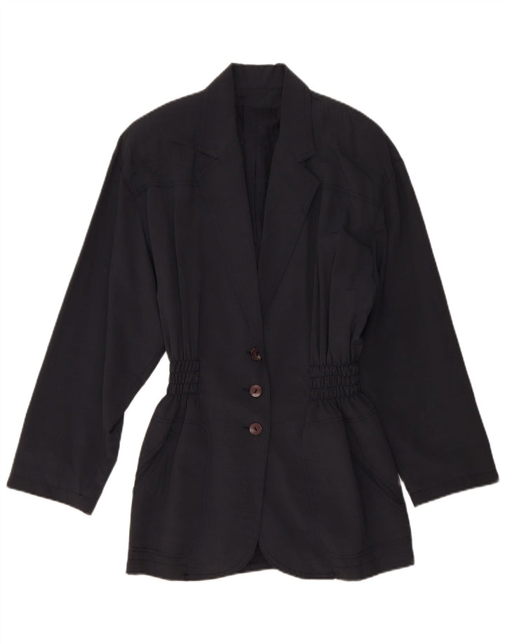 Vintage Damen 3 Knopf Longline Blazer Jacke IT 44 Mittel Marineblau