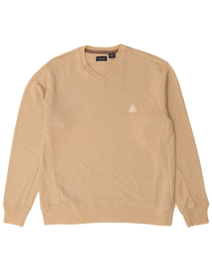 IZOD Herren-Pullover mit V-Ausschnitt, Größe S, beige, Baumwolle