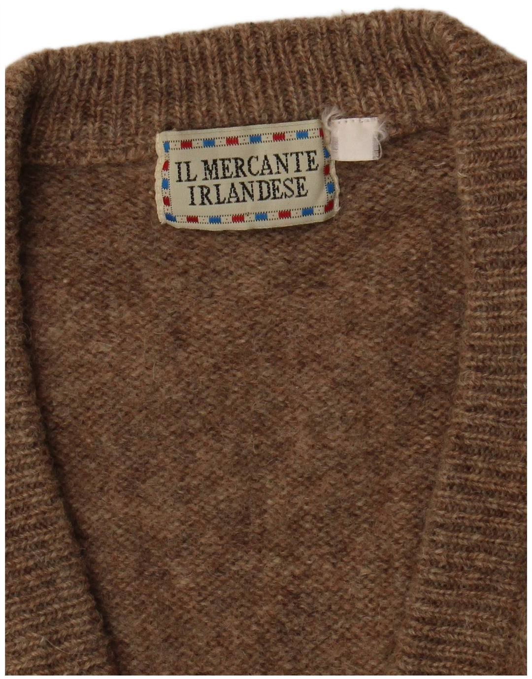Vintage Herren Pullover mit V-Ausschnitt Mittelbraun