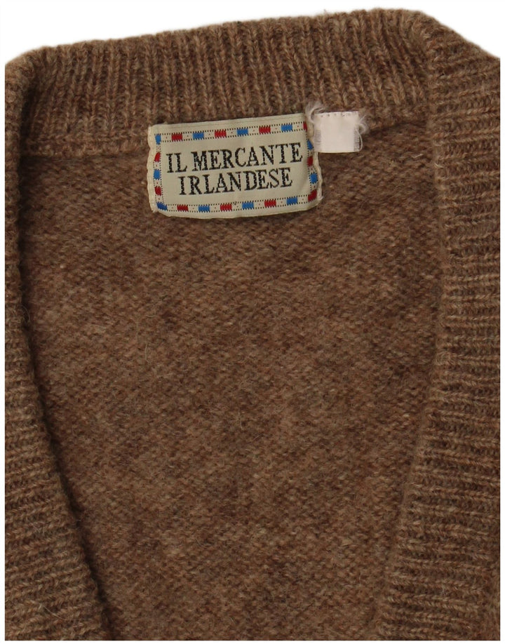 Vintage Herren Pullover mit V-Ausschnitt Mittelbraun