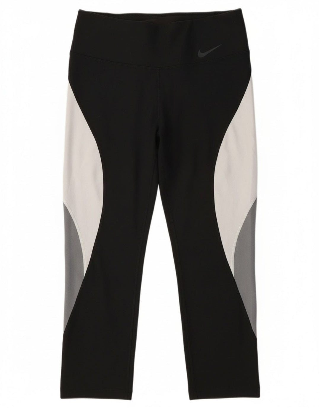 Nike Damen Dri Fit Capri Leggings UK 10 Small Schwarz Colourblock Polyester