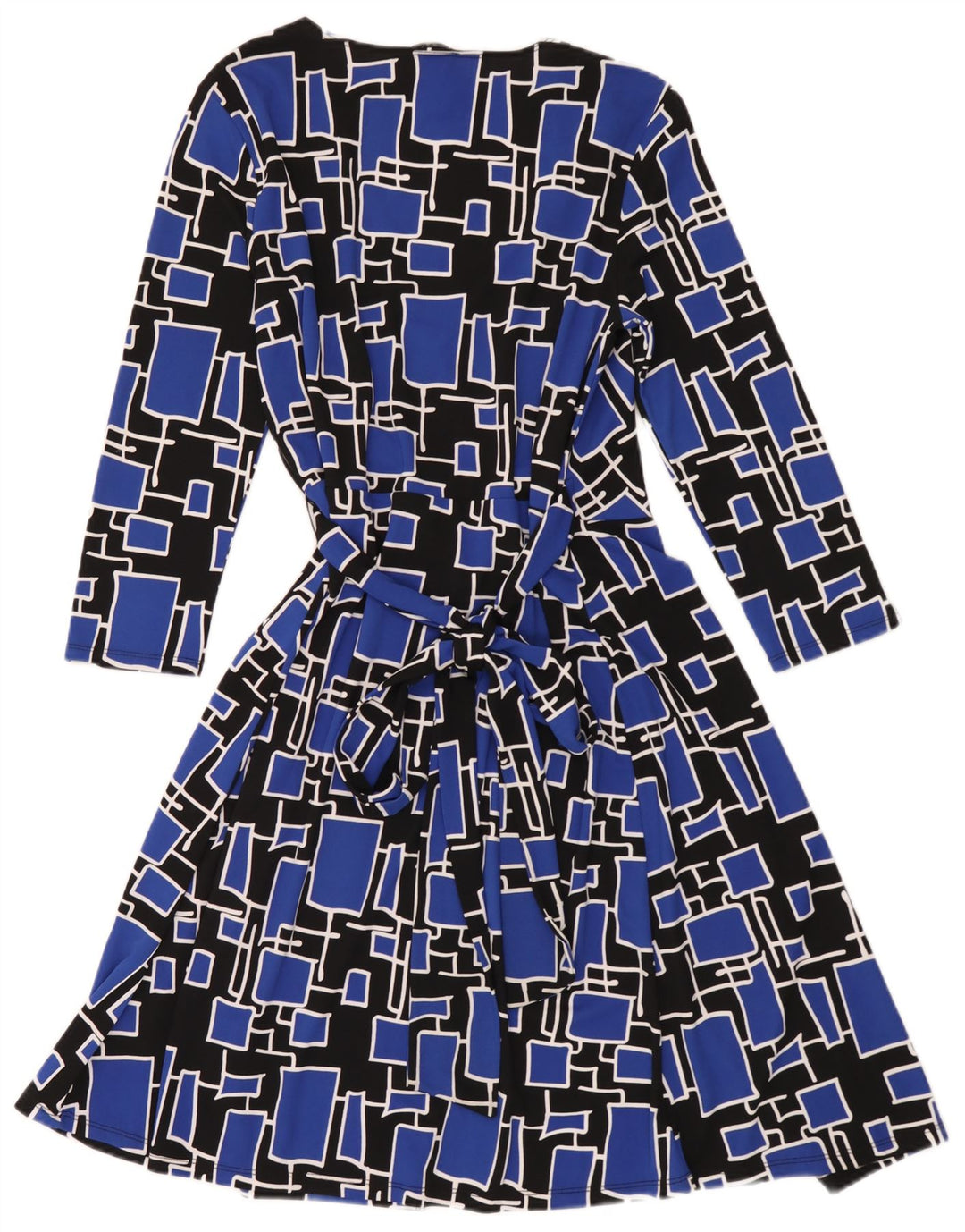 Dkny Damen Wickelkleid mit 3/4-Ärmeln, Einheitsgröße, blaues geometrisches Polyester