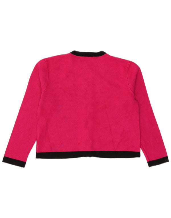 Zara Damen Crop Cardigan Pullover UK 12 Mittelrosa Farbblock-Viskose
