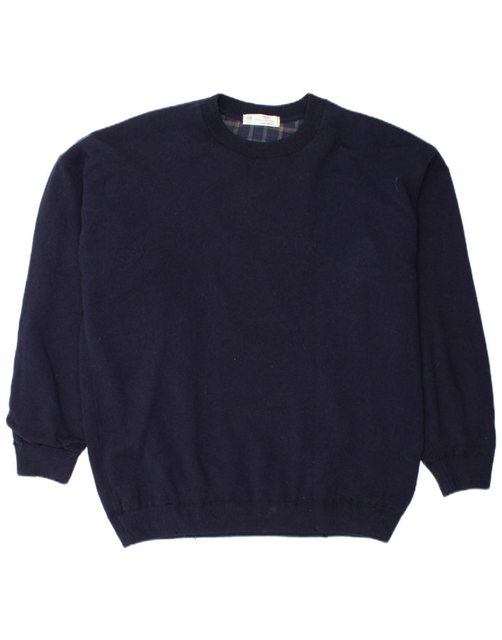 Marks & Spencer Herren-Pullover mit Rundhalsausschnitt, groß, marineblaue Schurwolle