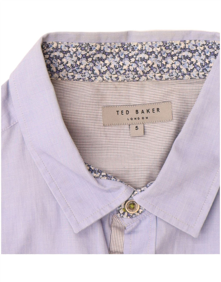 Ted Baker Herren Kurzarmhemd Größe 5 XL Blaue Baumwolle
