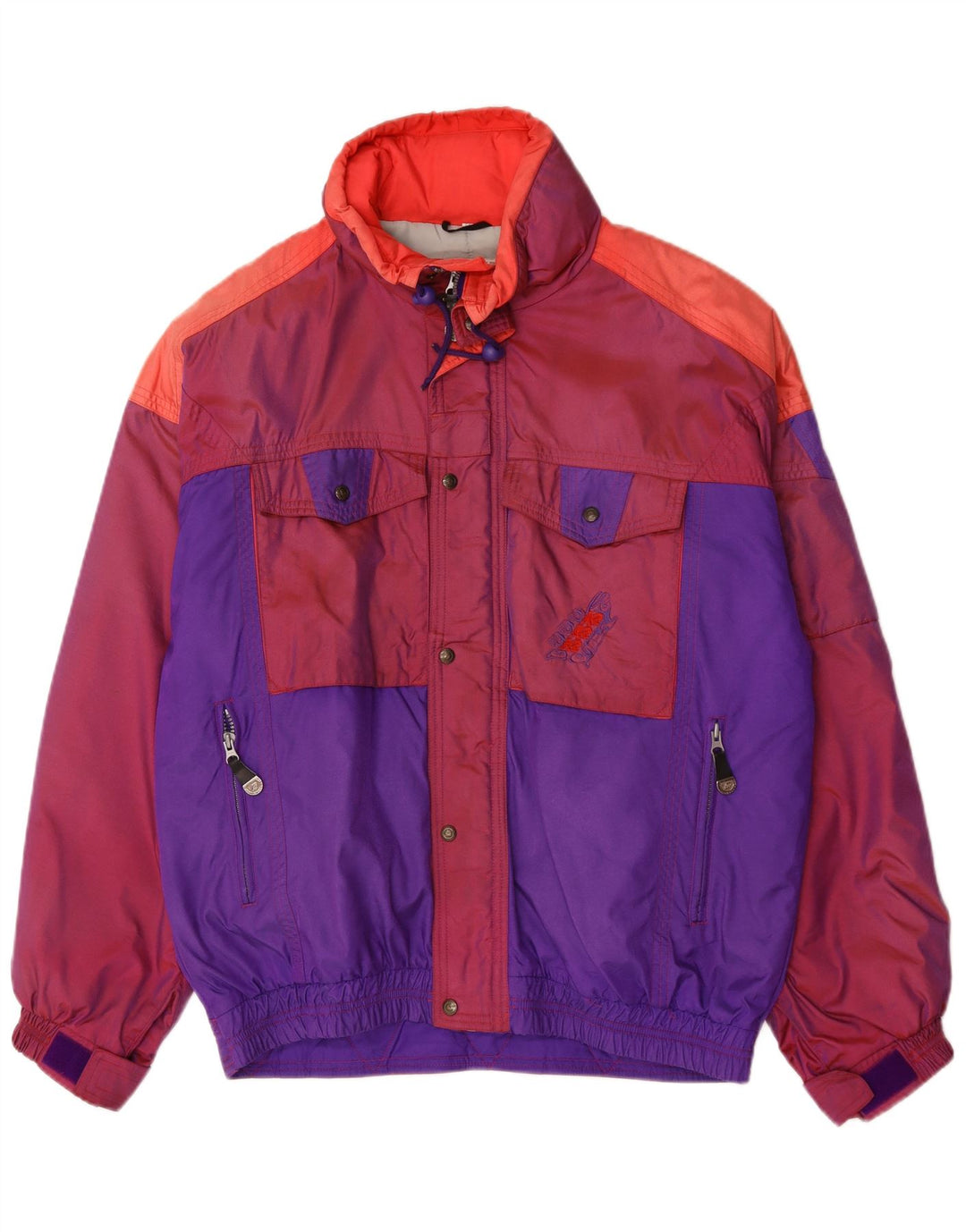 Vintage Herren Skijacke IT 54 XL Mehrfarbiges Colourblock-Polyamid
