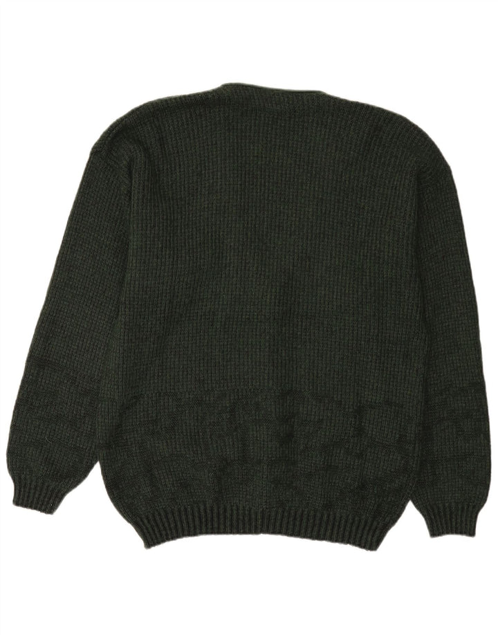 Vintage Herren Strickjacke Pullover Groß Grün