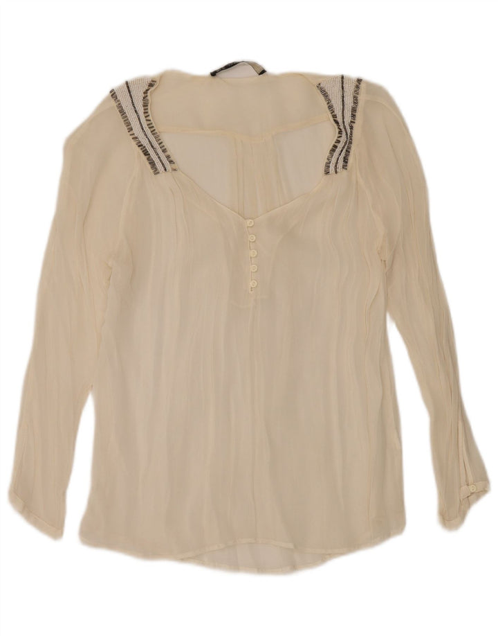 Übergroßes, durchsichtiges, langärmliges Blusenoberteil für Damen von Zara, Gr. 10, Größe S, Beige