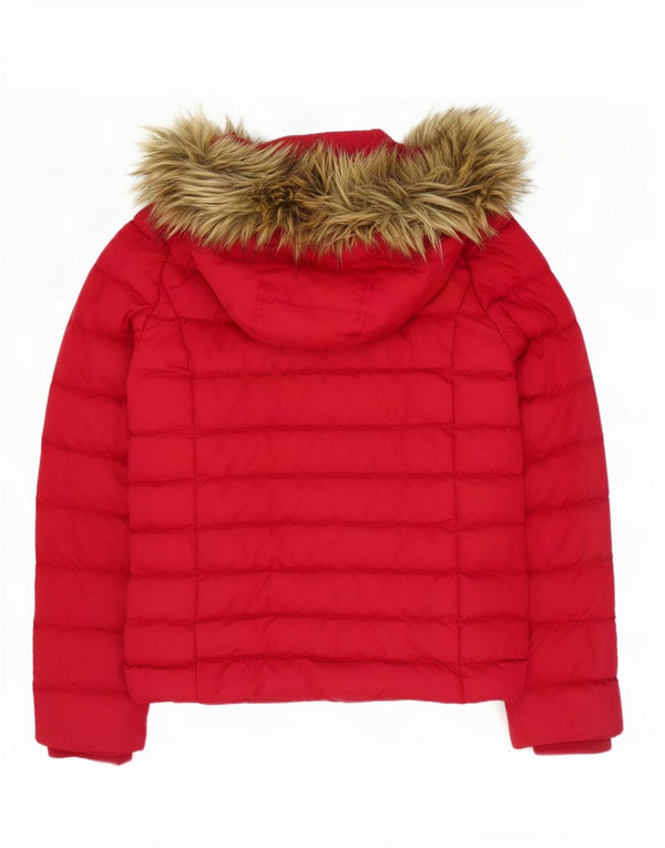 Tommy Hilfiger Damen-Jacke mit Kapuze, gepolstert, UK 10, Größe S, Rot, Polyester