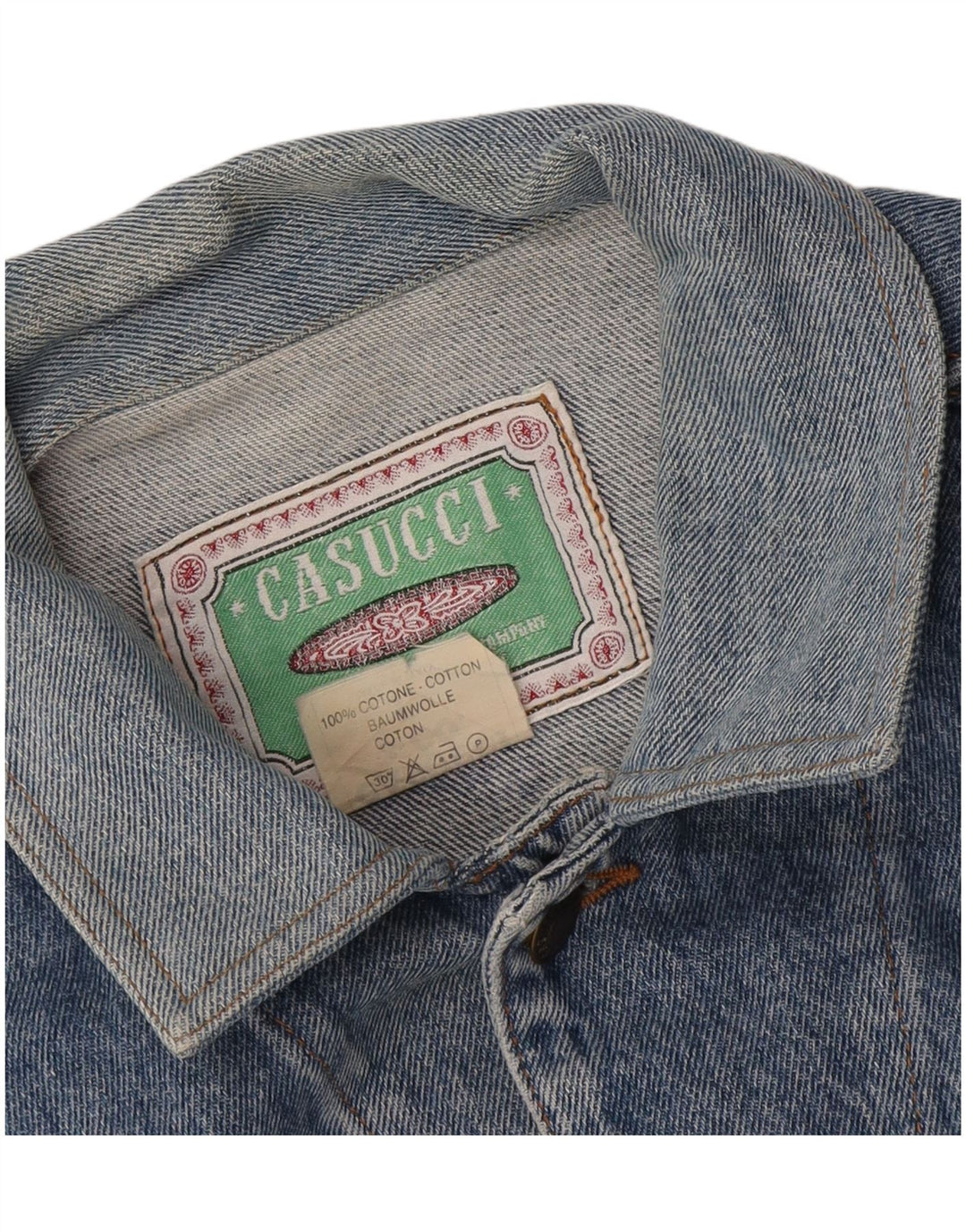 Casucci Herren Jeansjacke UK 40 Große blaue Baumwolle