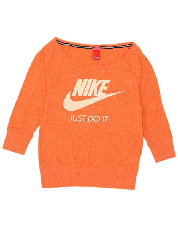 Nike Damen Grafik-Sweatshirt mit 3/4-Ärmeln, Gr. 6, XS, Orange meliert