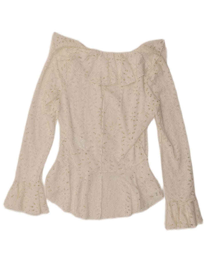 Desigual Damen Asymmetrische Hemdbluse UK 12 Mittelweiße Baumwolle
