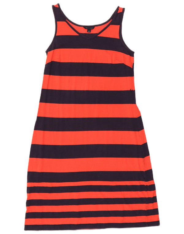 Tommy Hilfiger Damen Ärmelloses T-Shirt-Kleid UK 12 Mittelrot gestreift