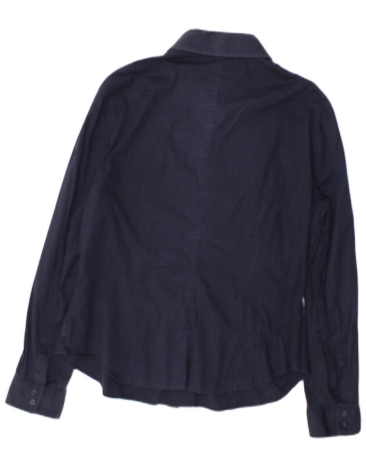 Armani Damen-Hemd, groß, marineblau, Baumwolle