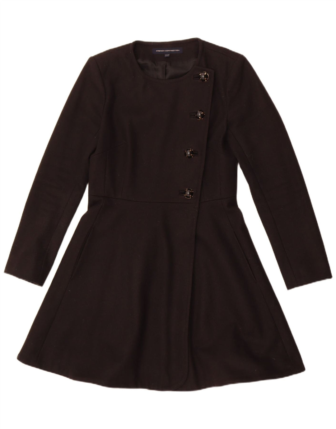 French Connection Damenmantel UK 10 Small Schwarze Wolle