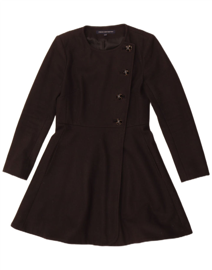 French Connection Damenmantel UK 10 Small Schwarze Wolle