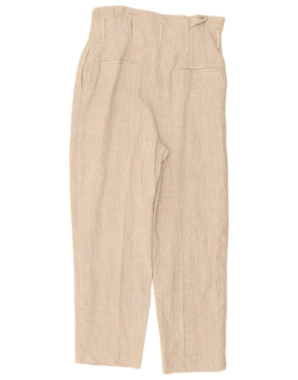 Zara Damen Chinohose mit Pegged High Waist, mittelgroß, W30, L26, Beige, Leinen
