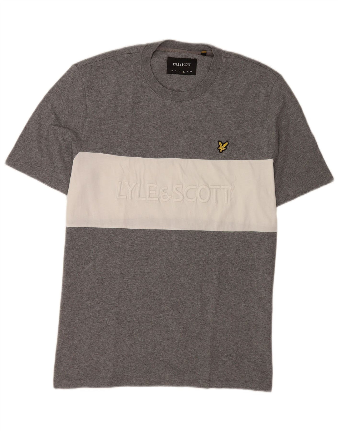 Lyle & Scott Herren-T-Shirt mit Grafik, groß, graue Farbblock-Baumwolle