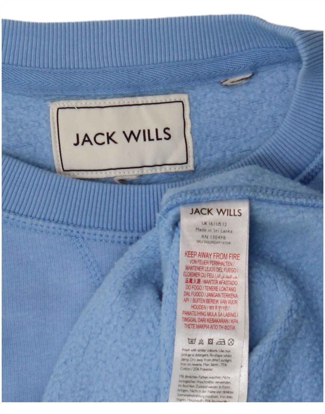 JACK WILLS Womens Oversized Sweatshirt Jumper UK 16 Large  Blue Cotton