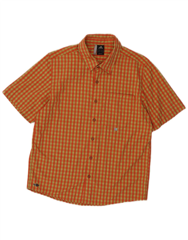 Adidas Herren Kurzarmshirt Mittelorange Gingham Polyester