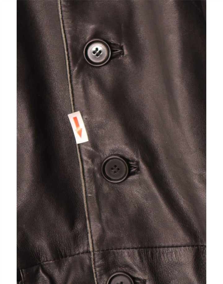 Vintage Herren Ledermantel UK 38 Medium Schwarz