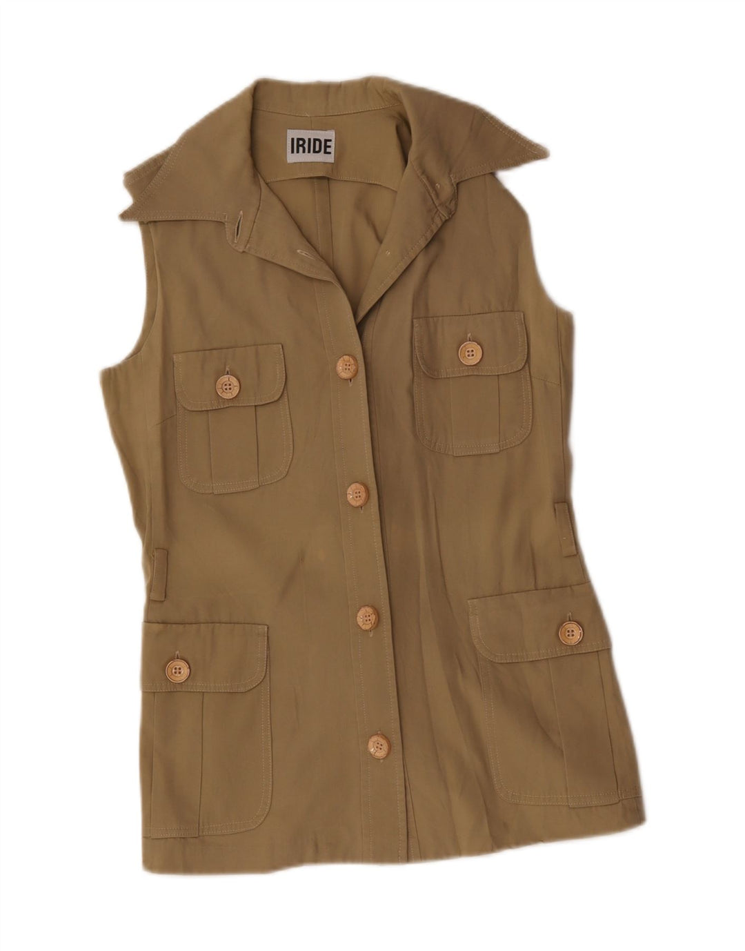 Vintage Damen Utility Gilet UK 12 Medium Khaki