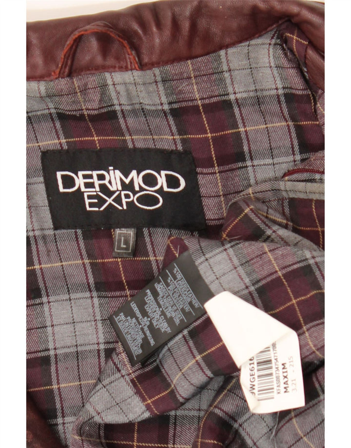 Derimod Expo Damen Bikerjacke UK 14 Large Burgundy Leder