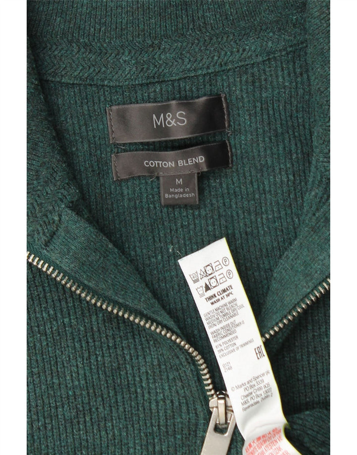 Marks & Spencer Herren-Pullover mit Reißverschluss am Hals, Mittelgrünes Polyester