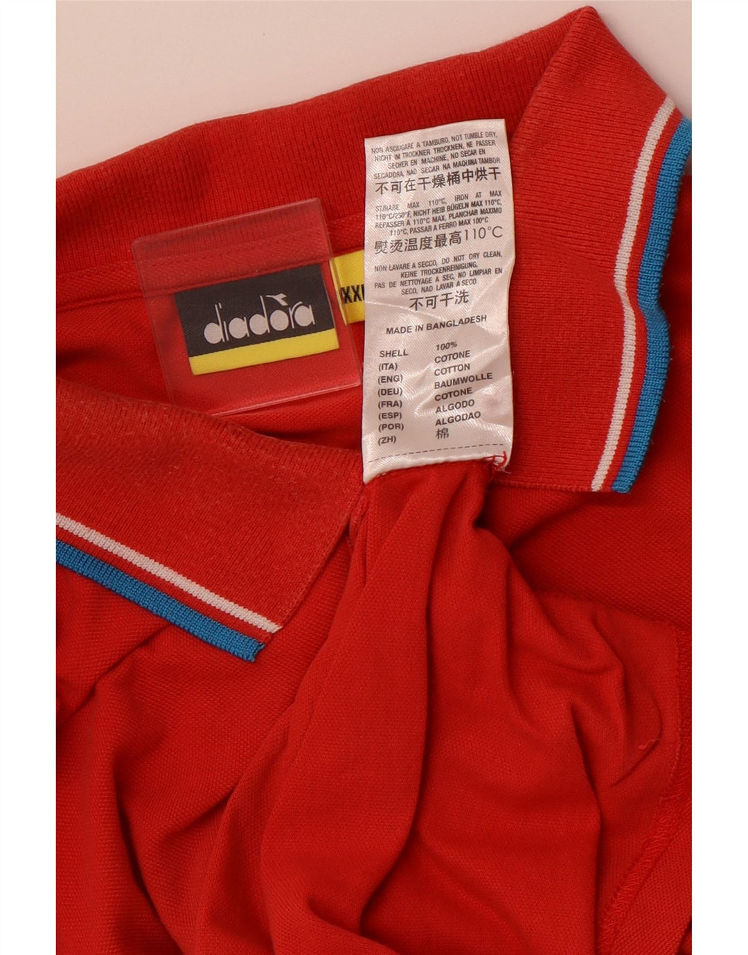 DIADORA Herren Poloshirt 2XL Rote Baumwolle