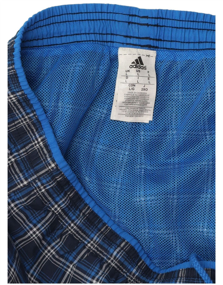 Adidas Herren-Badeshorts, groß, marineblau, kariert, Polyester