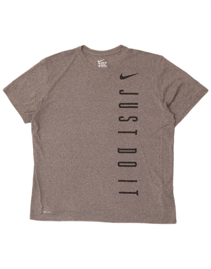 Nike Herren Dri Fit Graphic T-Shirt Top 2XL Grau Polyester